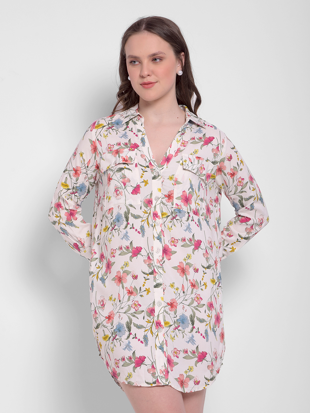 Numero Uno Women Floral Print Multicolor Shirt Dress